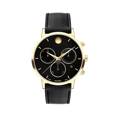 Museum Classic Chrono Goldtone PVD Stainless Steel & Leather Strap Watch 0607779