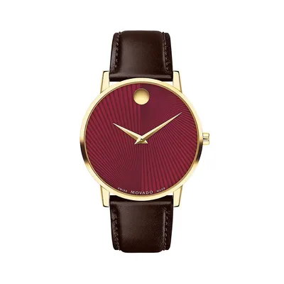 Museum Classic Goldtone PVD Stainless Steel & Leather Strap Watch 0607801