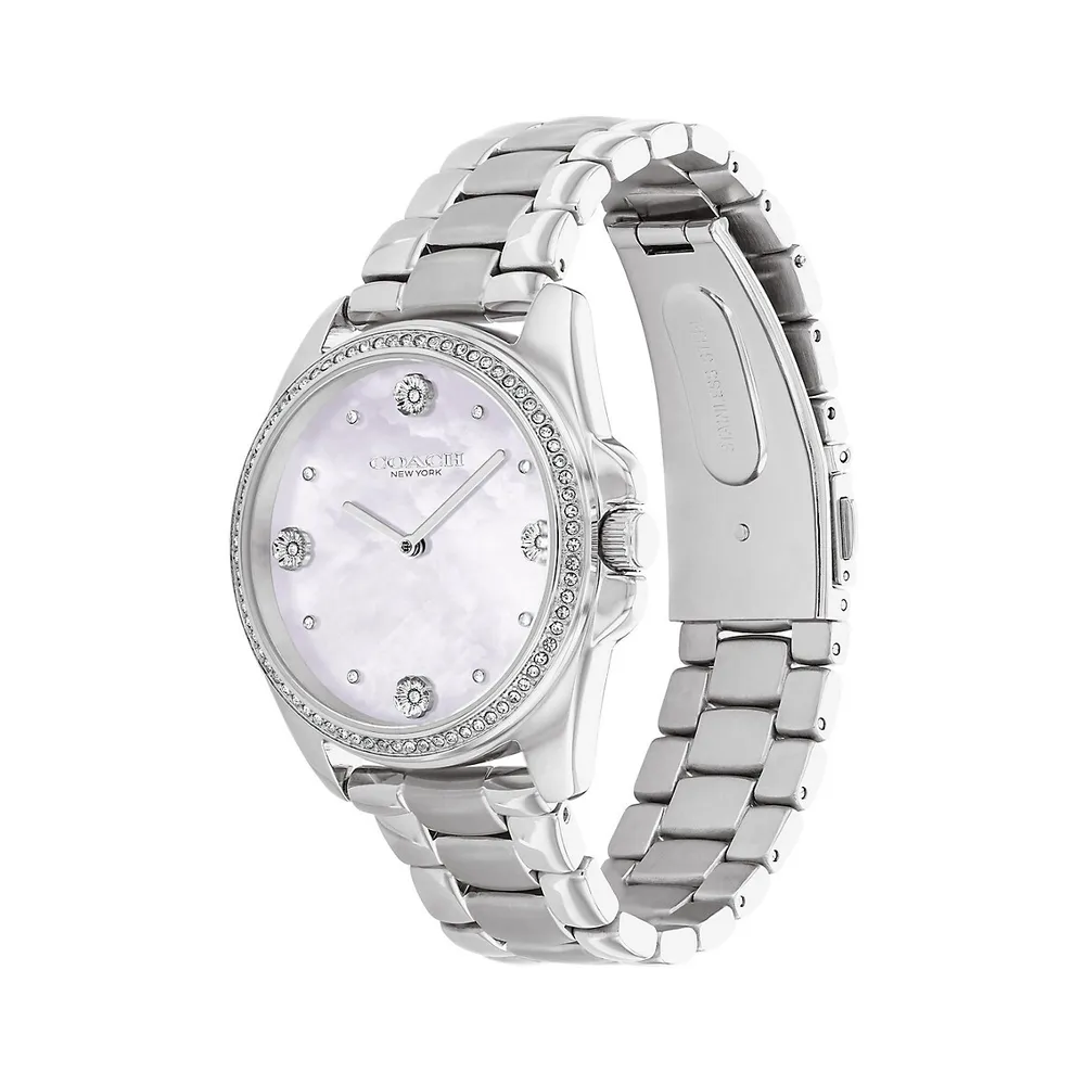 Greyson Stainless Steel Mother of Pearl Bracelet Watch 14504108