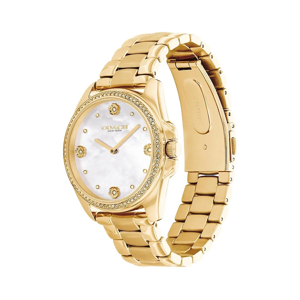 Greyson Goldtone Mother of Pearl Bracelet Watch 14504109