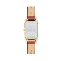 Cadie Rectangular GP Rouge Charm Leather Watch 14504117