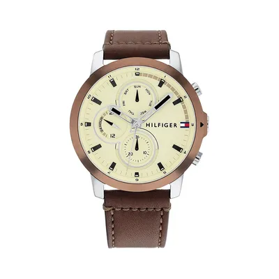Stainless Steel & Leather Strap Watch 1792053