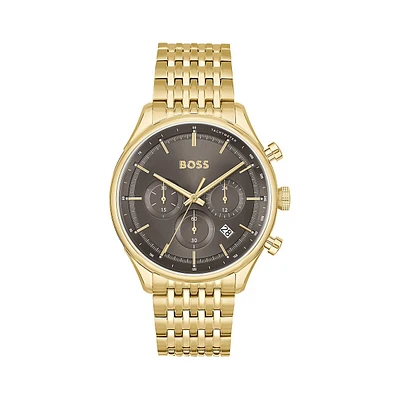 Montre chronographe à bracelet en acier inoxydable et à placage ionique or Gregor 1514051