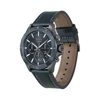 Troper Ionic-Plated Steel Leather Strap Chronograph Watch 1514056