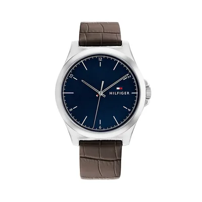 Norris Stainless Steel and Leather Strap Watch 1710549