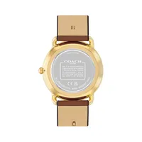 Elliot Ion-Plated Goldtone Stainless Steel and Saddle Leather Strap Watch