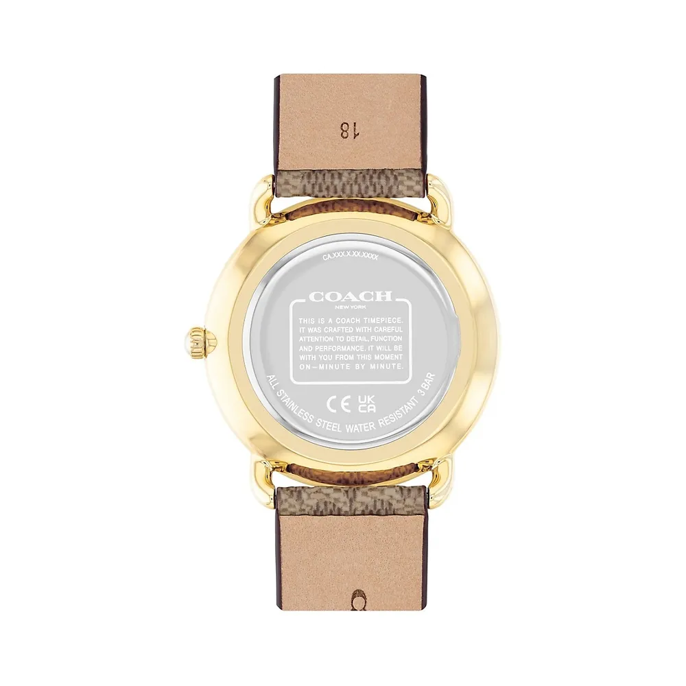 Elliot Ion-Plated Goldtone Stainless Steel and Signature Tan Canvas Strap Watch 14504205