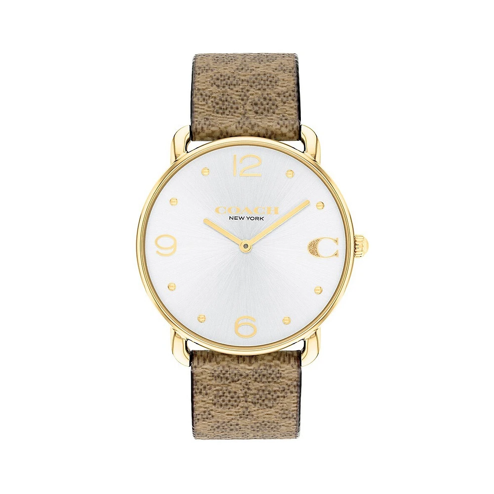 Elliot Ion-Plated Goldtone Stainless Steel and Signature Tan Canvas Strap Watch 14504205