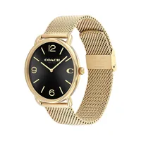 Elliot Goldtone Stainless Steel Mesh Bracelet Watch 14602654