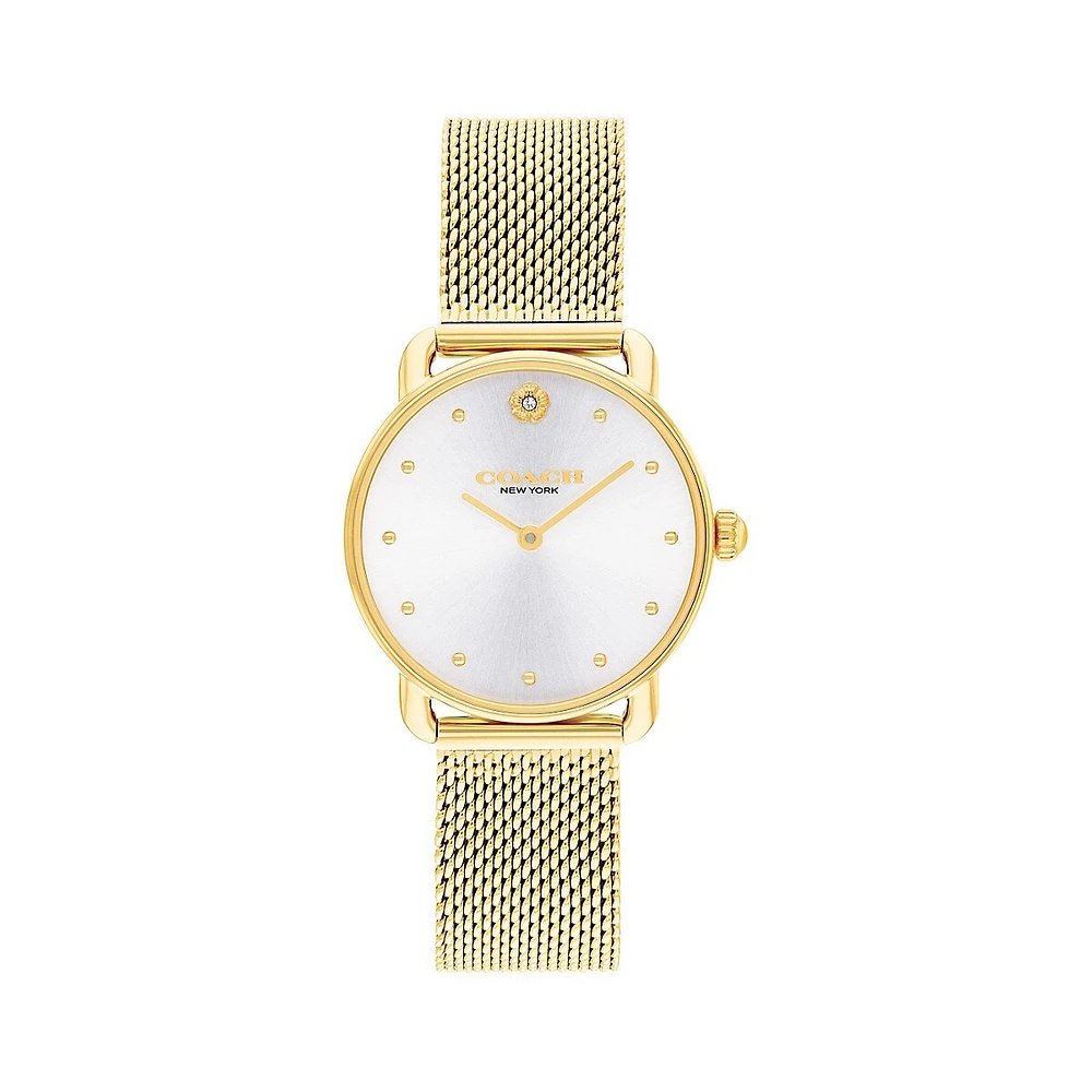 Elliot Goldtone Stainless Steel Mesh Bracelet Watch 14504223