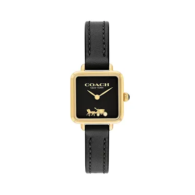 Cass Signature Horse And Carriage Ion-Plated Goldtone Steel and Leather Strap Watch