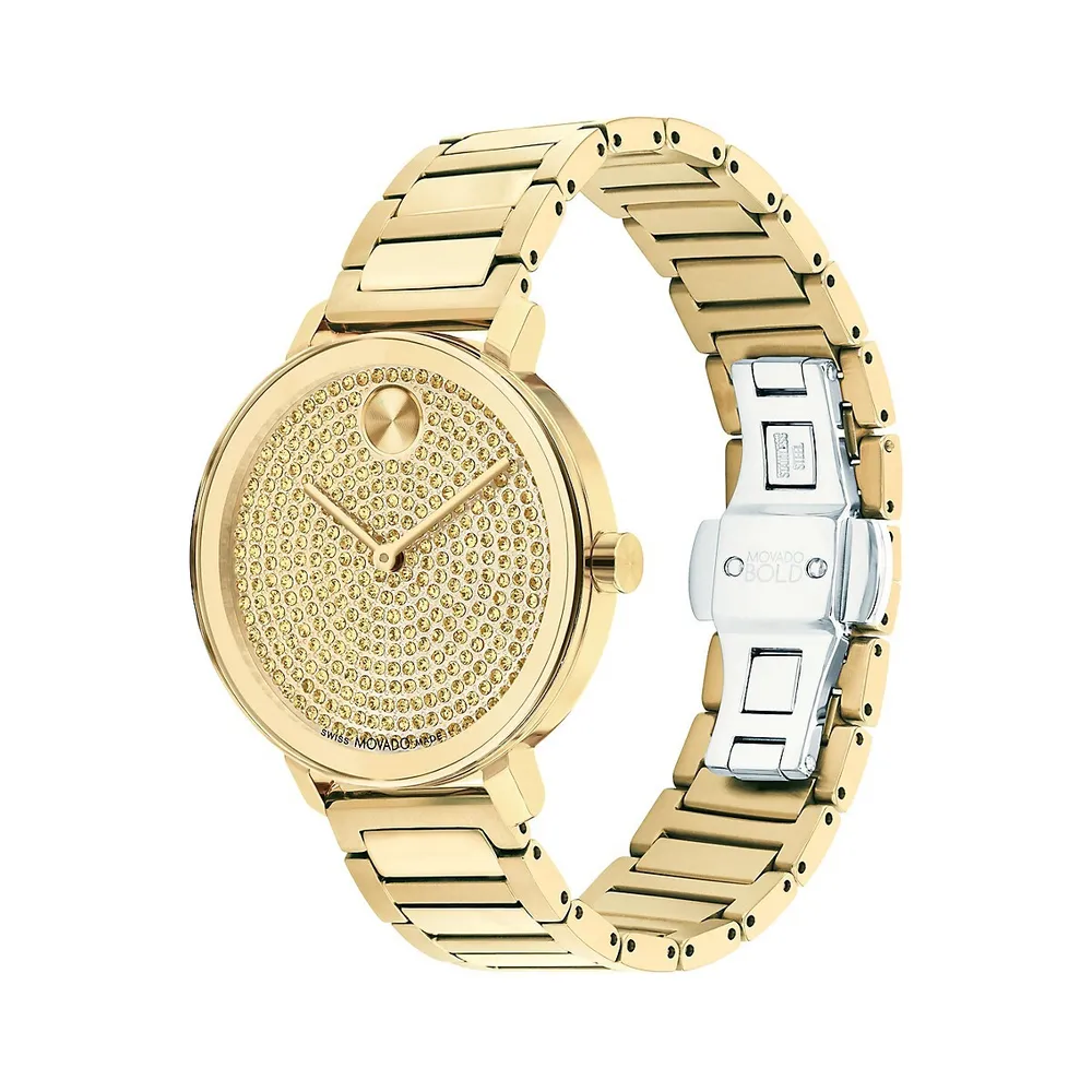 Evolution 2.0 Crystal & Goldtone Ionic-Plated Stainless Steel Bracelet Watch 3601152