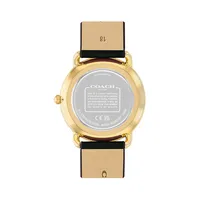 Elliot Ion-Plated Goldtone Stainless Steel and Black Leather Strap Watch 14504245