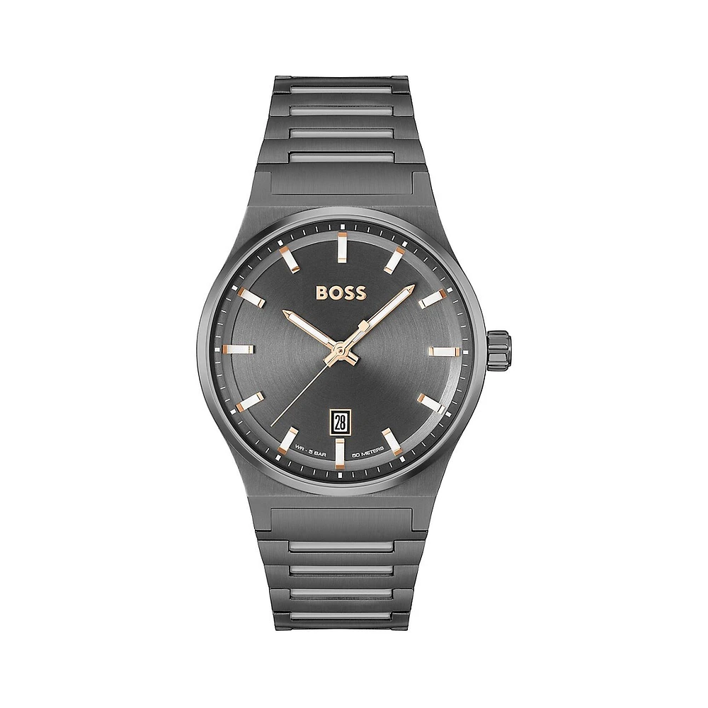 Candor Ion-Plated Gray Stainless Steel Bracelet Watch 1514078