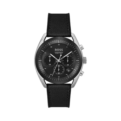 Top Stainless Steel and Textile Strap Chronograph Watch 1514091