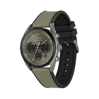 Top Ion-Plated Gray Stainless Steel and Green Textile Strap Chronograph Watch 1514092