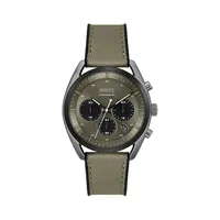 Top Ion-Plated Gray Stainless Steel and Green Textile Strap Chronograph Watch 1514092