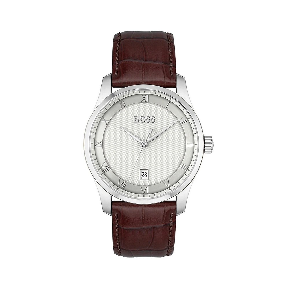 Principle Brown Leather Strap Watch 1514114