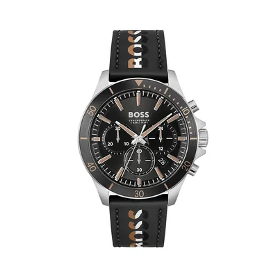 Troper Black Leather Strap Chronograph Watch 1514121
