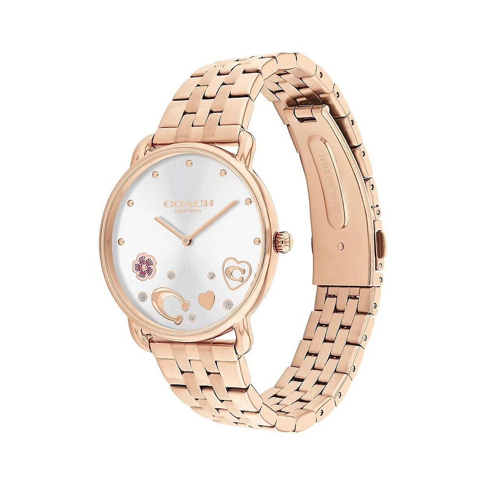 Elliot Rose Goldtone Ion-Plated Steel Bracelet Watch 14504285