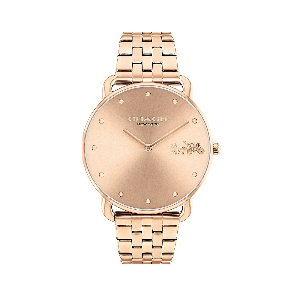 Elliot Rose Goldtone Ion-Plated Steel Bracelet Watch