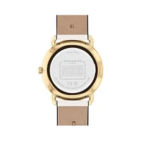Elliot Thin Goldtone Ion-Plated Steel & Leather Strap Watch 14504294