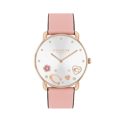 Elliot Rose Goldtone Ion-Plated Steel & Leather Strap Watch 14504295