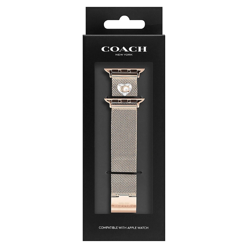 Apple Straps Ion-Plated Rose Goldtone Mesh Apple Watch Replacement Bracelet - 20MM 14700240