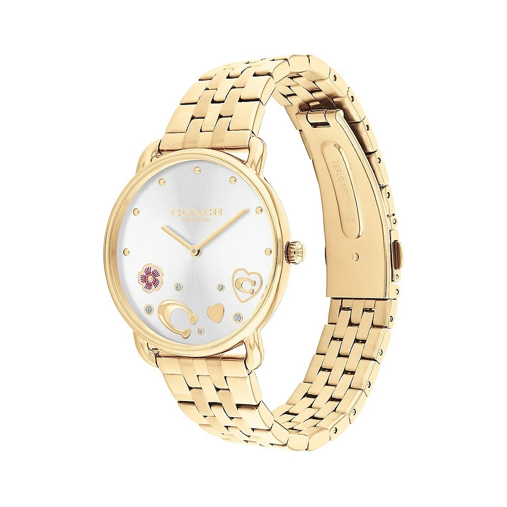 Elliot Thin Goldtone Ion-Plated Steel Bracelet Watch