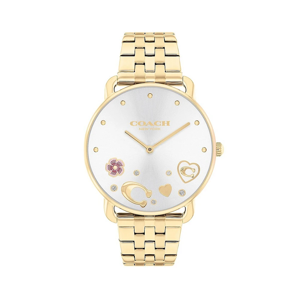 Elliot Thin Goldtone Ion-Plated Steel Bracelet Watch