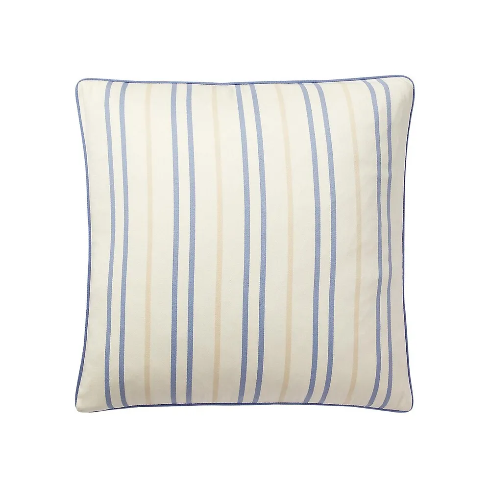 NEW Custom Ralph Lauren Driver Stripe Accent Pillow White Piping