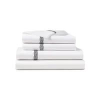 Spencer Cable Embroidery Sateen 4-Piece Sheet Set