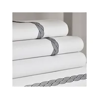 Spencer Cable Embroidery Sateen 4-Piece Sheet Set