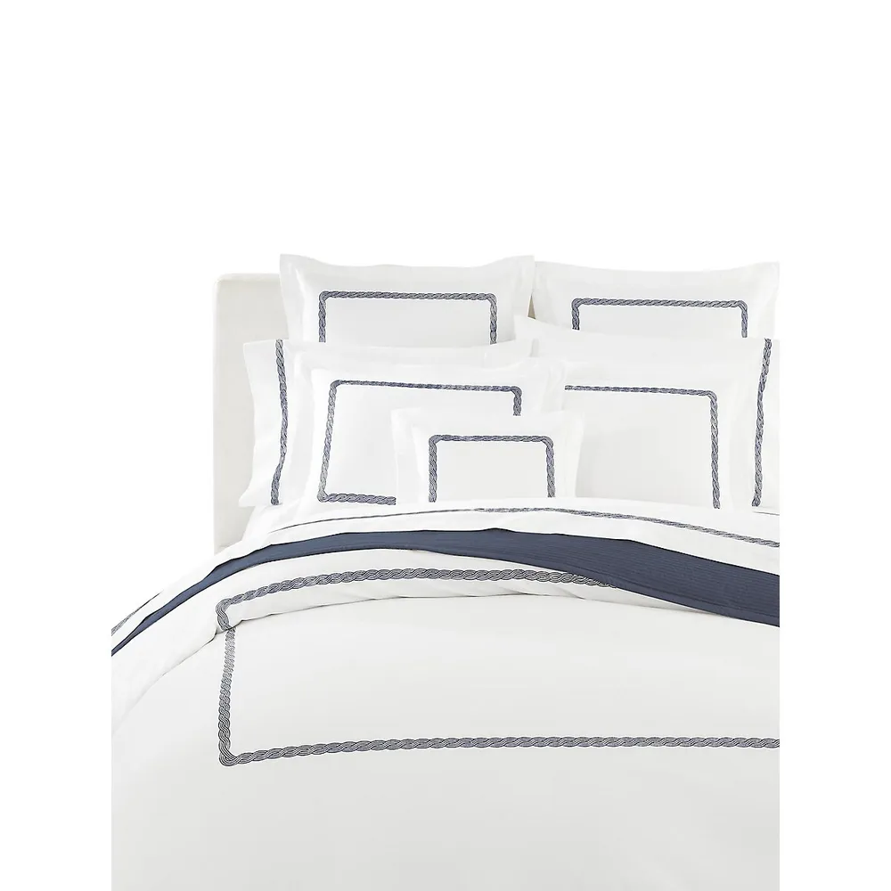Spencer 300 Thread Count Cotton Sateen Cable-Embroidered Euro Sham