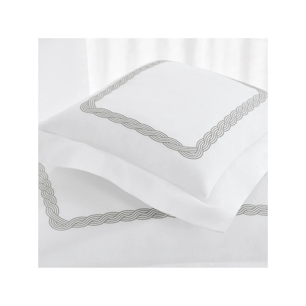 Spencer 300 Thread Count Cotton Sateen Cable-Embroidered Euro Sham