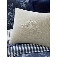 Lara Crest Embroidered Knit Throw Pillow