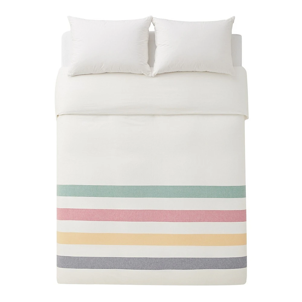 Multistripe Flannel 3-Piece Duvet Cover Set