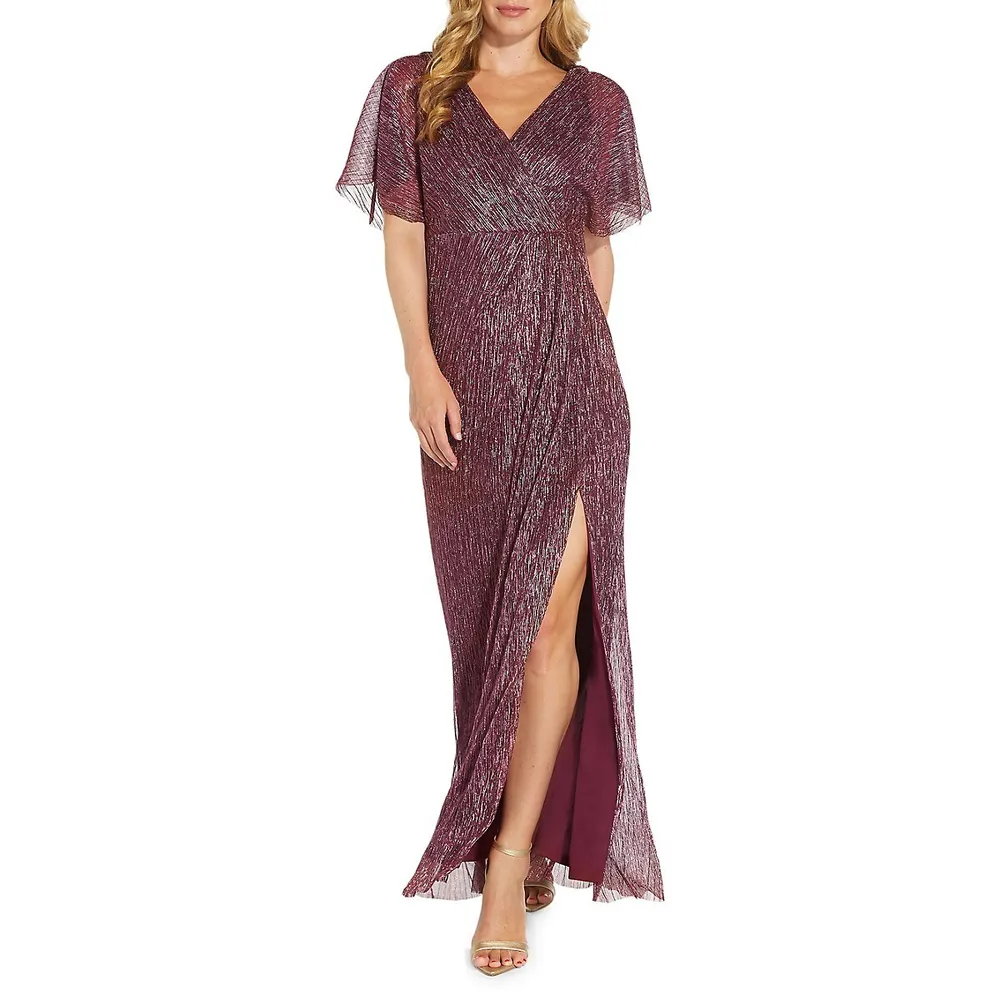 adrianna papell diamond beaded blouson gown