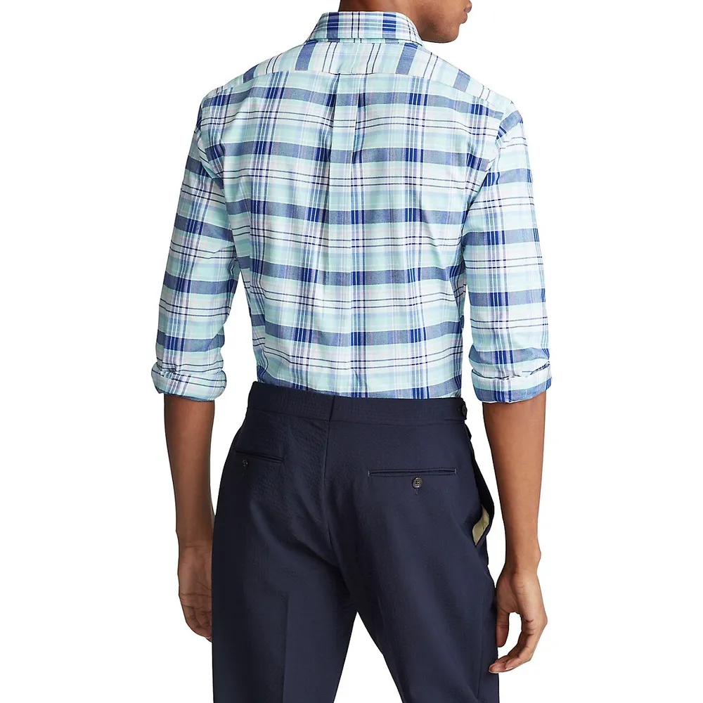 Classic-Fit Plaid Linen Shirt