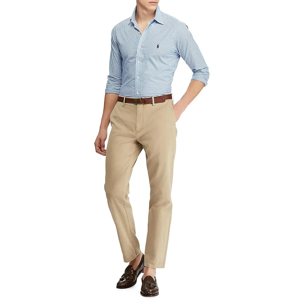 ​Slim-Fit Gingham Stretch-Poplin Shirt