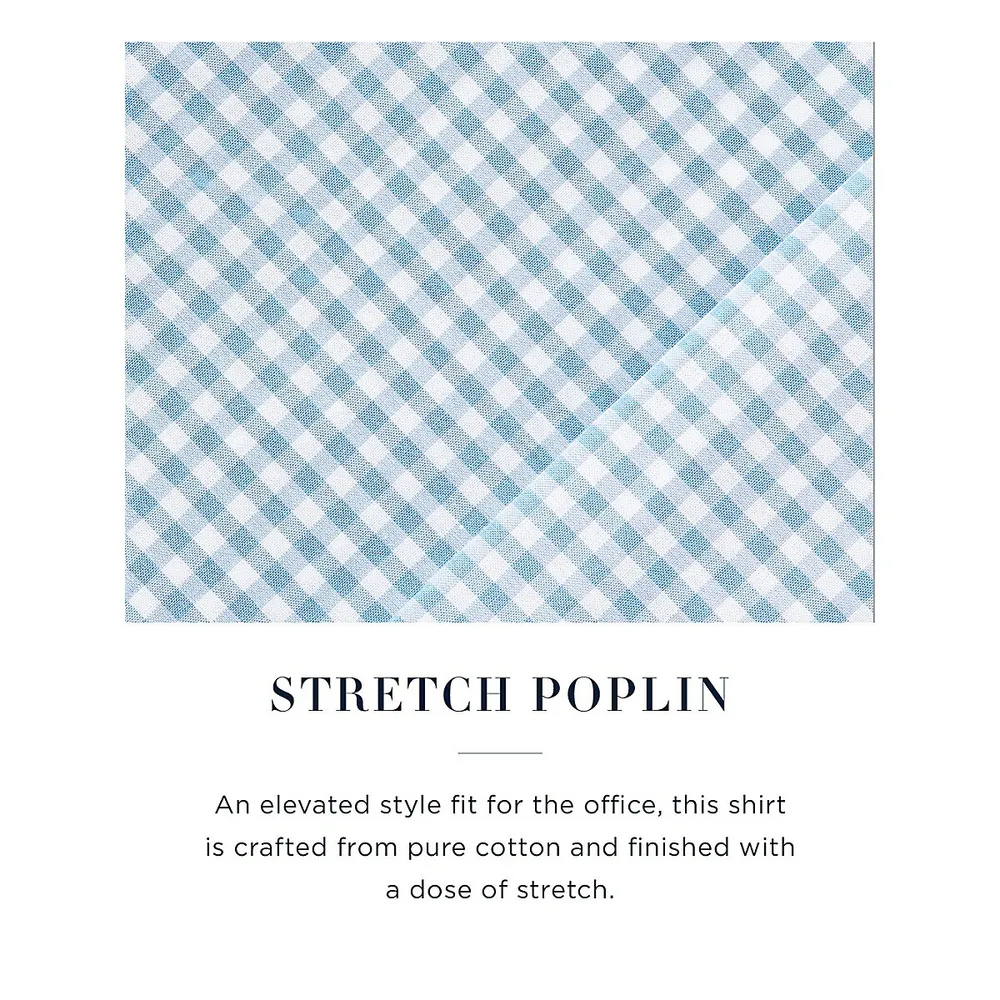 ​Slim-Fit Gingham Stretch-Poplin Shirt