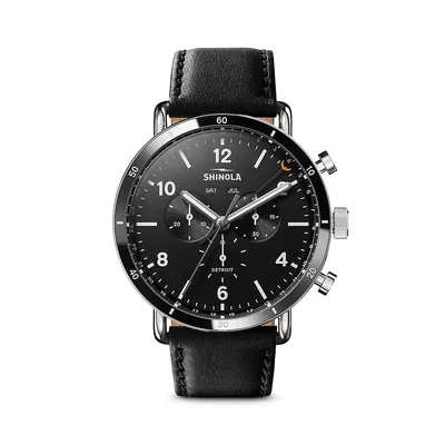 Montre chronographe Canfield Sport en acier inoxydable avec bracelet en cuir, S0120089889