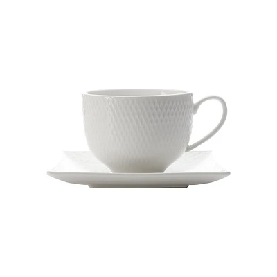 Diamond Porcelain Teacup and Saucer