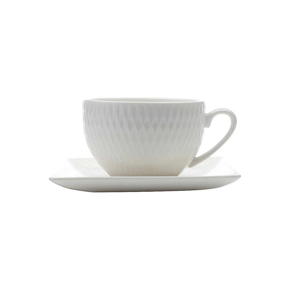 Petite tasse à thé et soucoupe Diamond en porcelaine