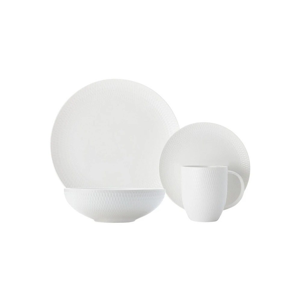 Round Diamond Porcelain 16-Piece Dinnerware Set