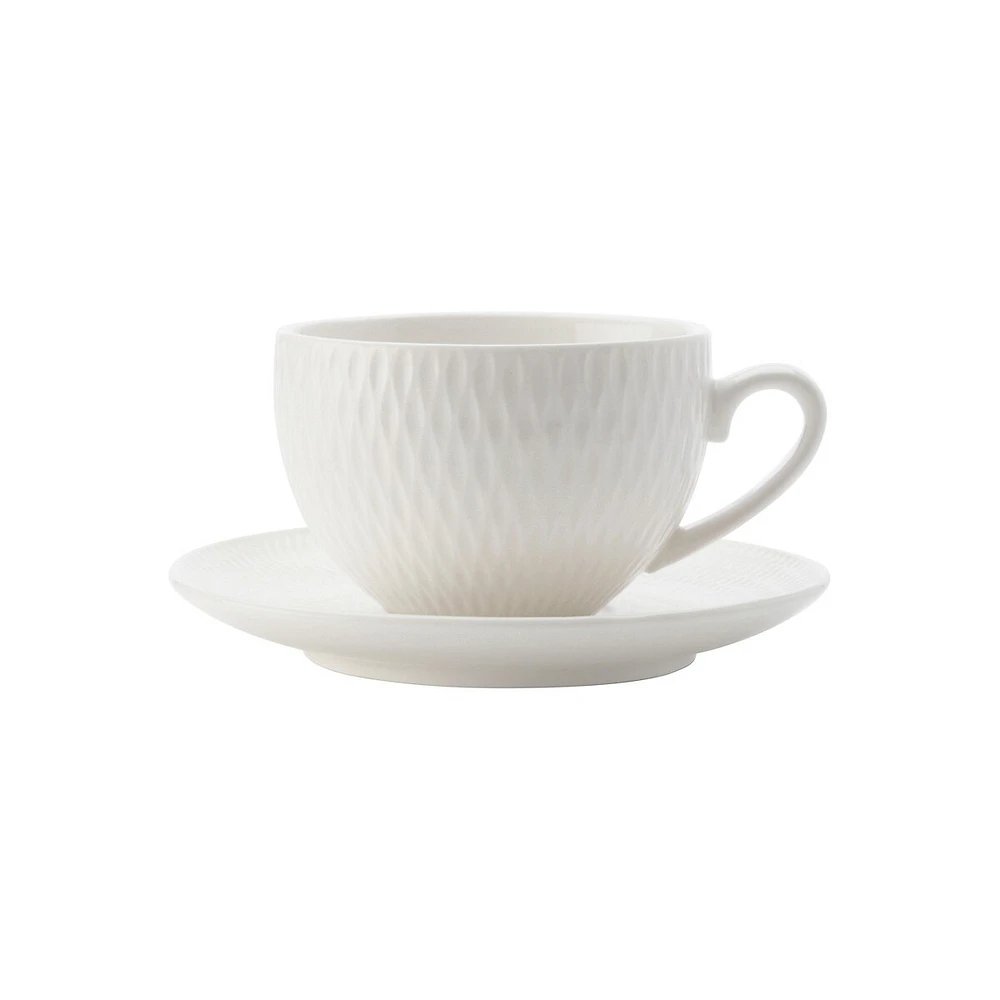 Petite tasse et soucoupe à motif de losanges Classic White Basics