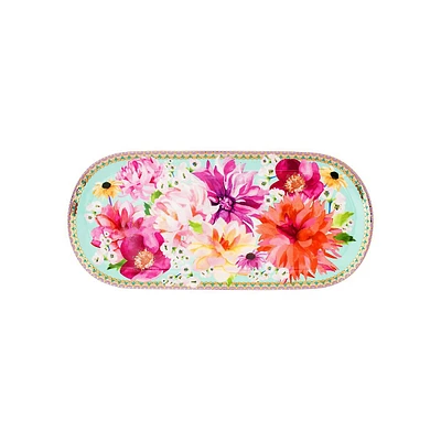 Dahlia Daze Porcelain Oval Platter, 33cm