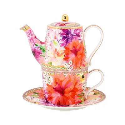 Dahlia Daze 2-Piece Teapot & Cup Set