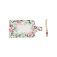 Merry Berry 2-Piece Cheese Paddle & Knife Set