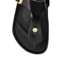 Women's Gizeh Big Buckle High Shine Leather Toe-Thong Slide Sandals